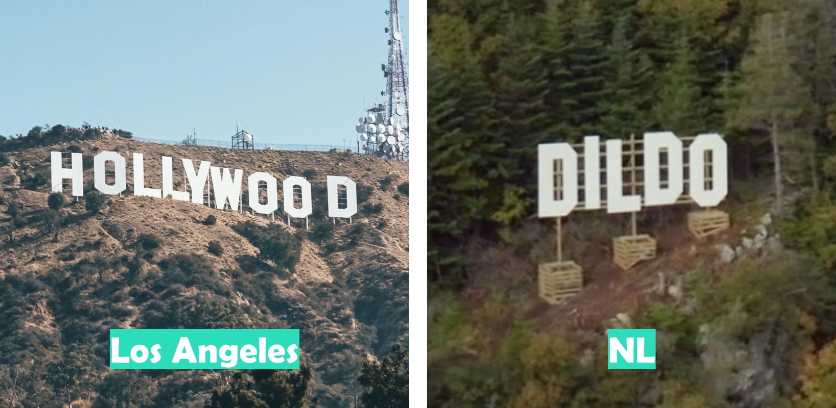 Los Angeles (Hollywood pictured) vs Newfoundland & Labrador (Dildo pictured)